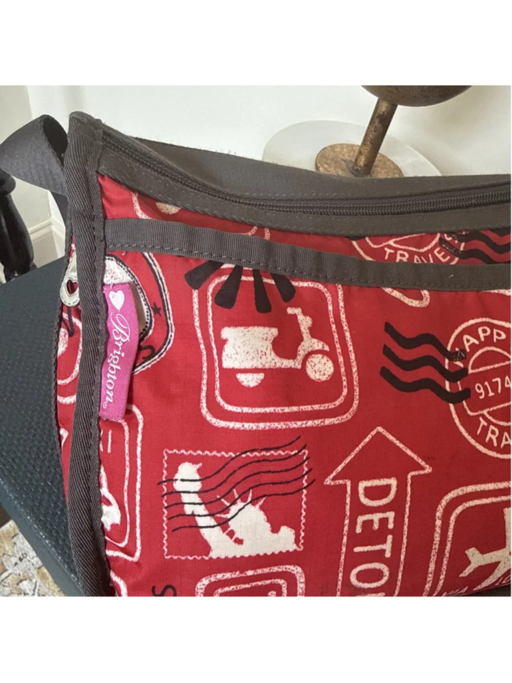 Brighton Live Love London Detour Crossbody Bag Red Nylon - Picture 3 of 7